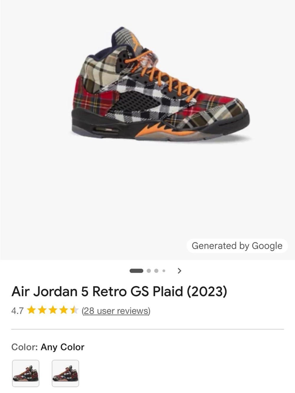 Jordan Kids Plaid High-Top Sneakers in Red, Black, White & Orange